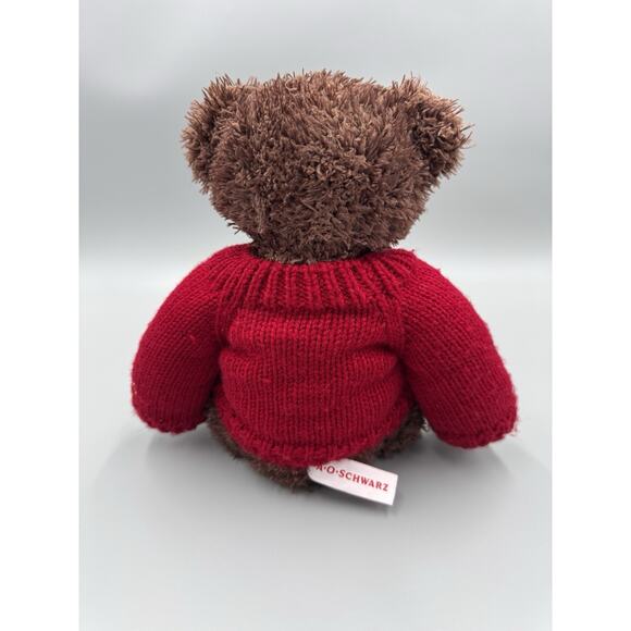 FAO Schwarz Brown Teddy Bear In Red Knit Sweater Plush 13” Stuffed Animal - Picture 5 of 10